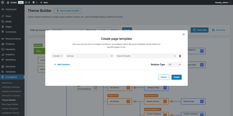 setting conditions for the search results page template