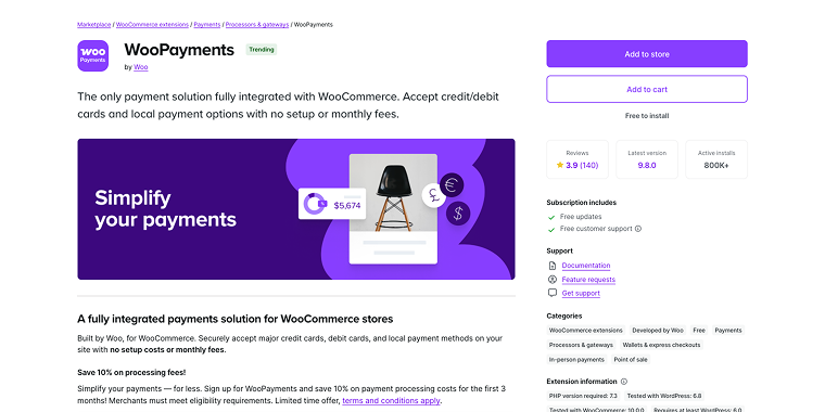 WooPayments payment gateway homepage