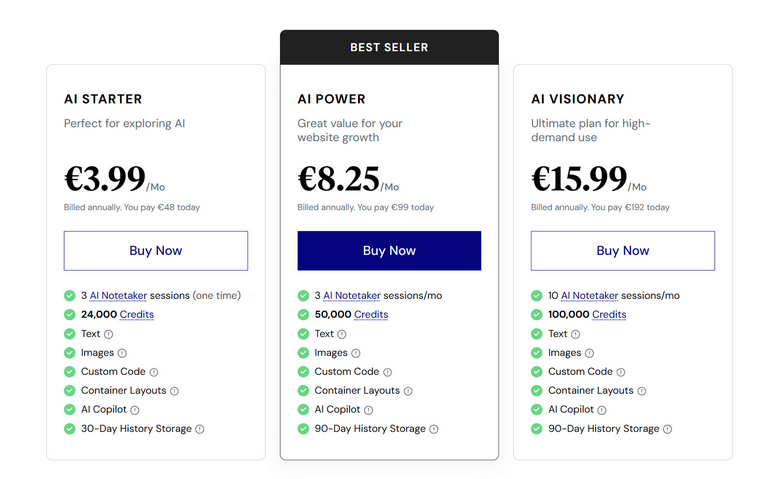 Elementor AI pricing