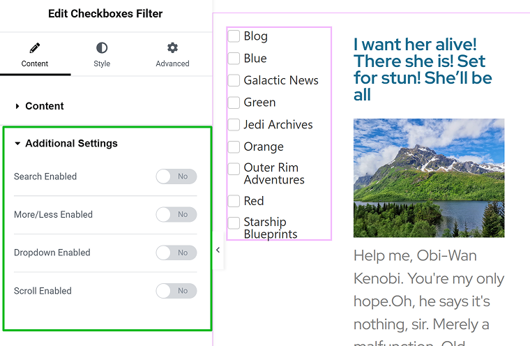 Advanced settings JetSmartFilters