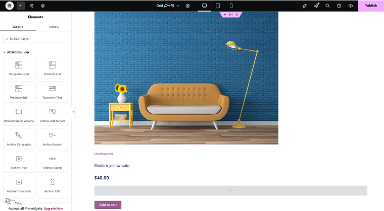 Default WooCommerce layout