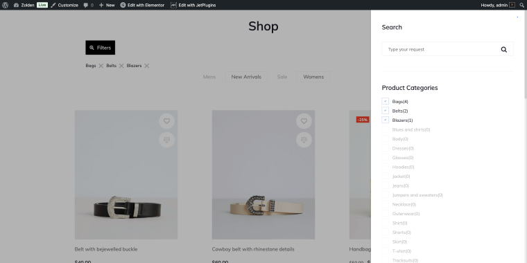 filtering products by three categories