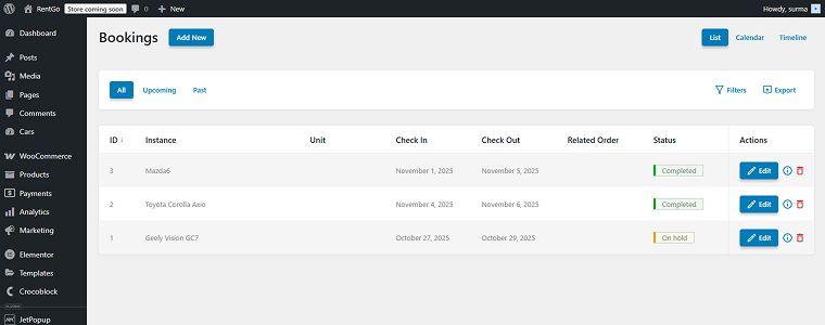 booking added from the backend