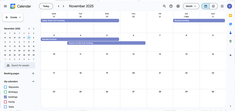 bookings added to Google Calendar