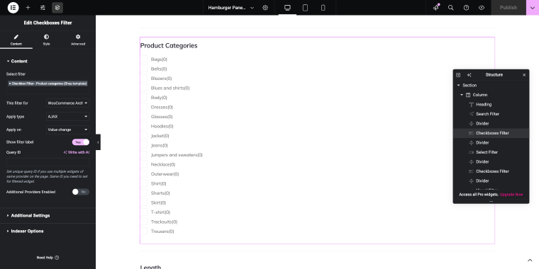 checkboxes list widget