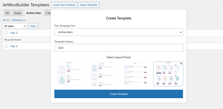 Woo Builder premade template