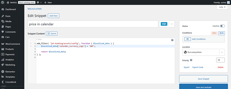 code added to the site