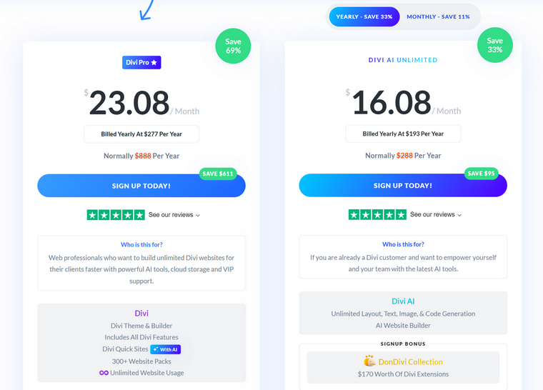 Divi AI pricing