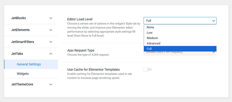 Elementor Editor Load Level