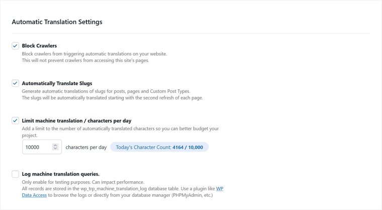 automatically translated website front end