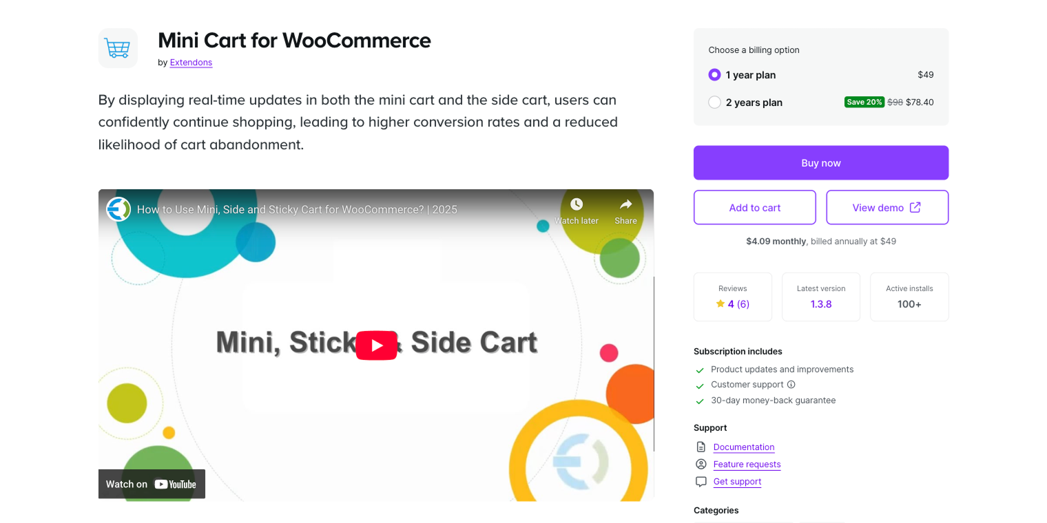 Mini Cart for WooCommerce plugin homepage