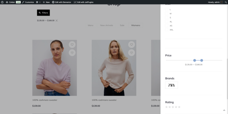rating filter front end