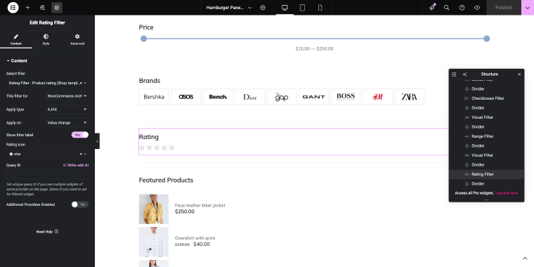 rating filter widget
