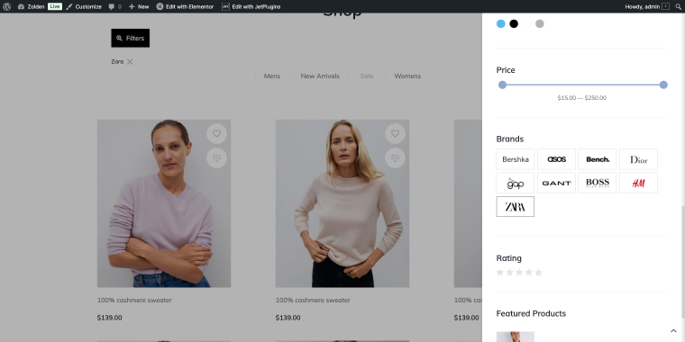 brand filter front end