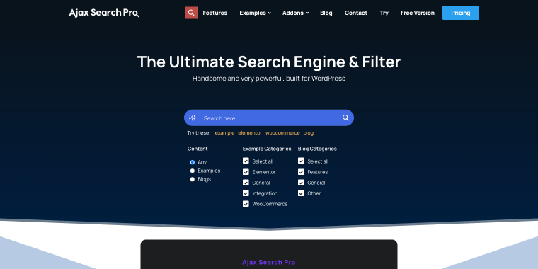 Ajax Search Pro plugin homepage