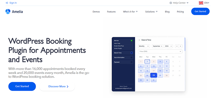 amelia wordpress booking plugin for appointments and events