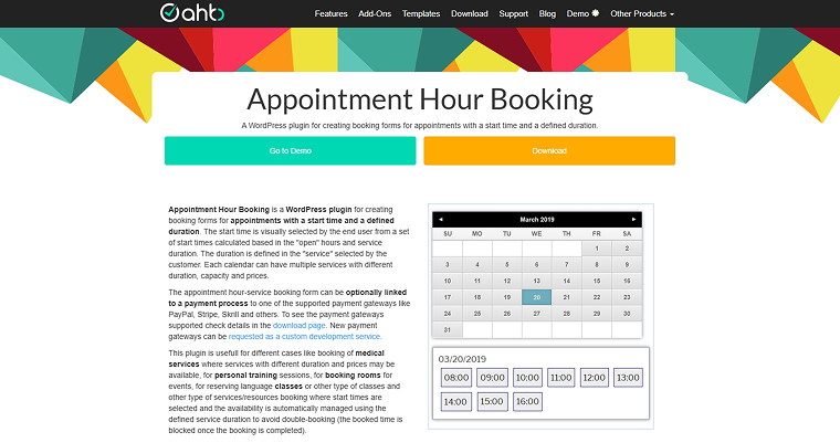 appointment hour booking plugin homepage