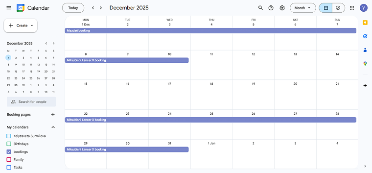 bookings are synchronized with Google Calendar