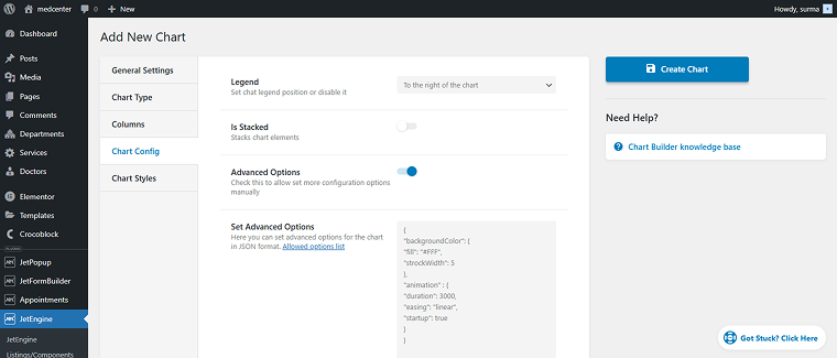 chart config tab
