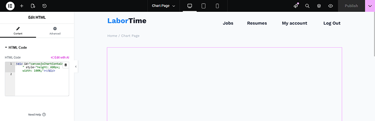 code in the html widget