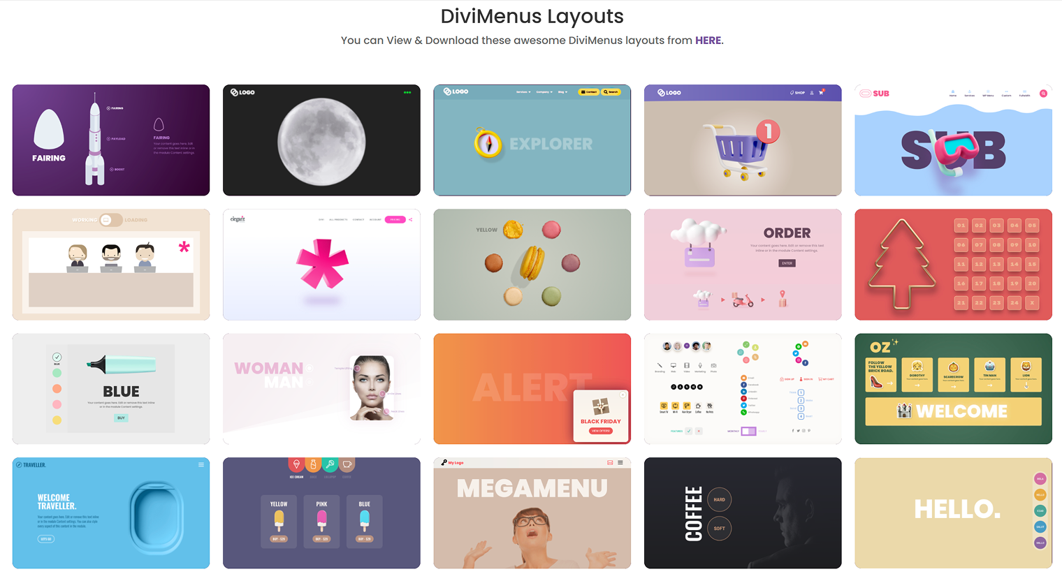 DiviMenus layouts