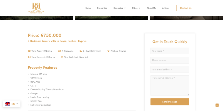 Royal Realty Perfect Home booking form