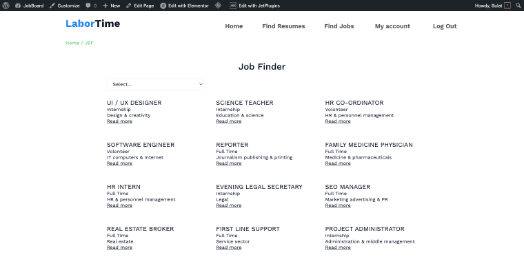 JetSmartFilters listing on the front end