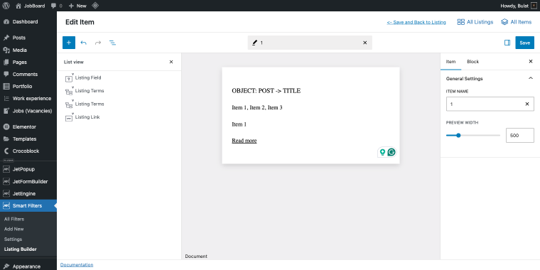 creating a listing item