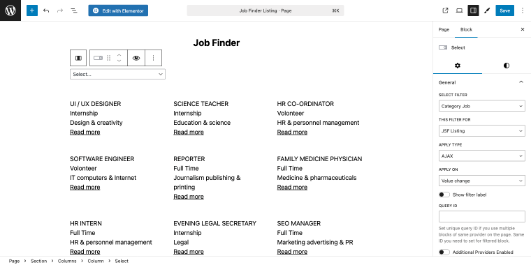 adding filter to listing