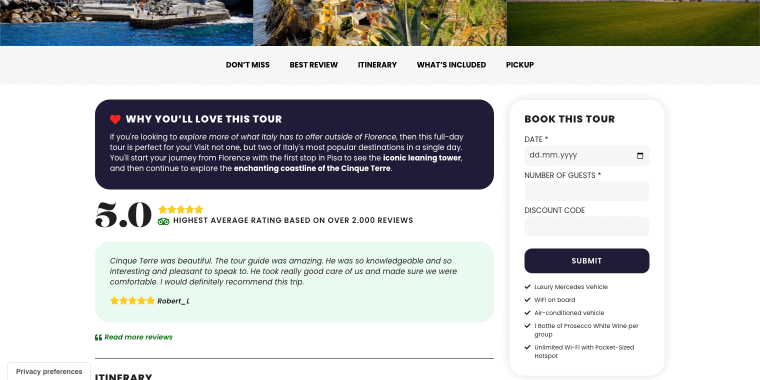TrueScany booking from