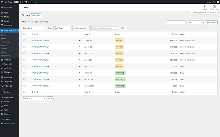 woocommerce booking orders