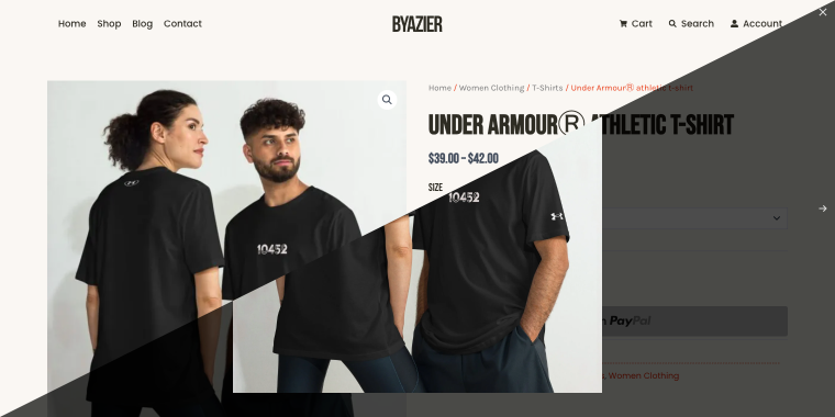 Byazier store product lightbox