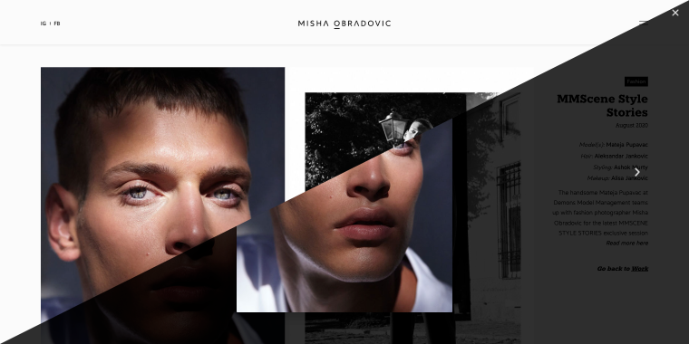 Misha Obradovic website lightbox