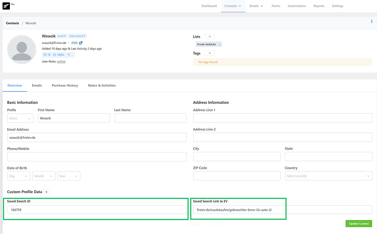 CRM saved fields by Crocoblock