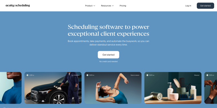 Acuity scheduling software homepage