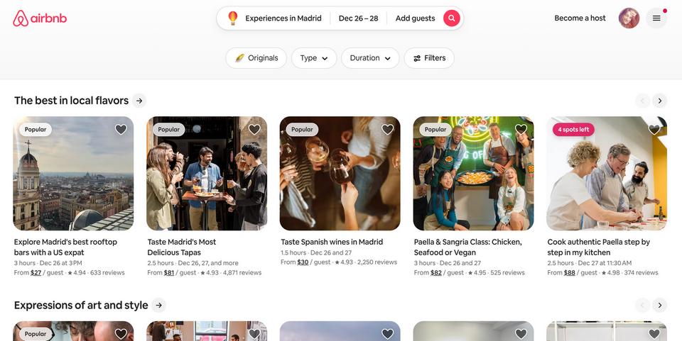 Airbnb experiences