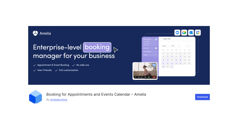 Amelia booking plugin on WordPress.org