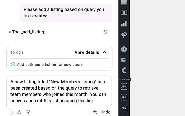 AI-generated JetEngine listing template