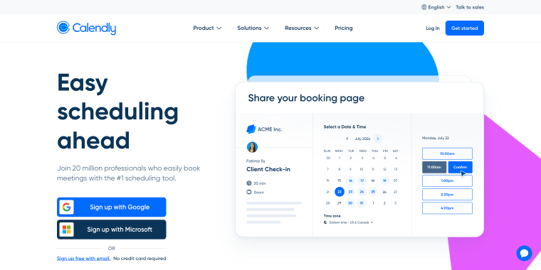 Calendly scheduling platform homepage