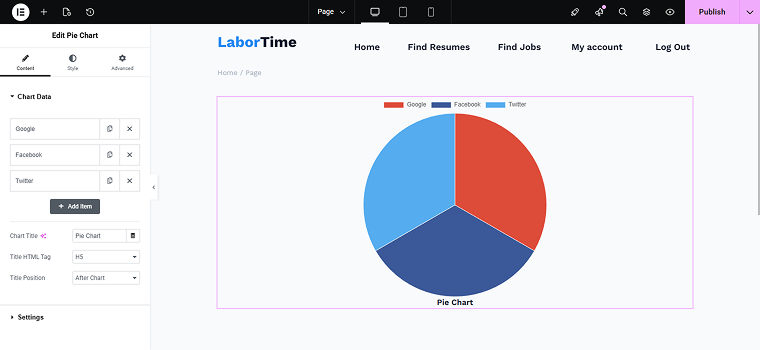 chart widget settings