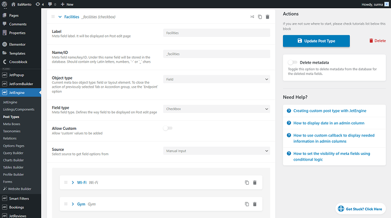 checkbox field options