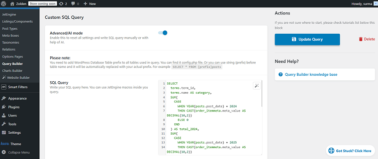 code added to the query case 4