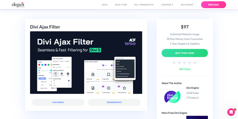 Divi Ajax Filter plugin homepage