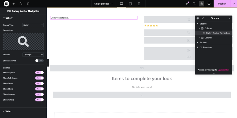 adding gallery anchor navigation widget gallery settings