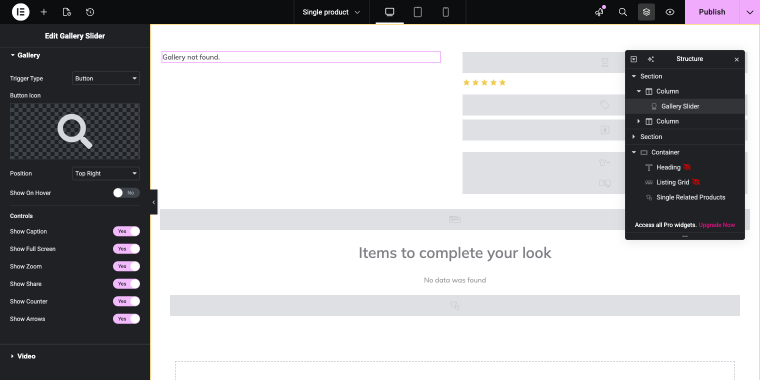 gallery tab settings
