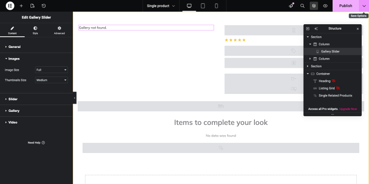 images tab settings