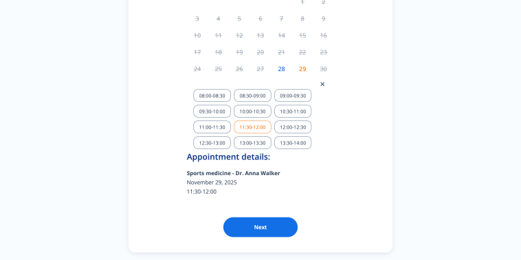 JetAppointment slot booking form