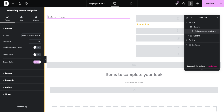 adding gallery anchor navigation widget