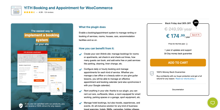 YITH Booking plugin homepage