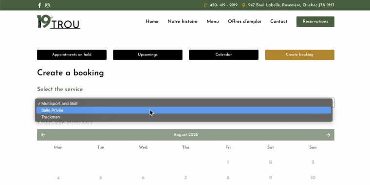 creating a booking